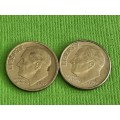 2 x USA One Dime Coins - 1989 & 1997