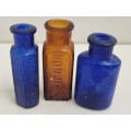 3 x Small Vintage Bottles - Height - 6.3cm