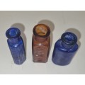 3 x Small Vintage Bottles - Height - 6.3cm