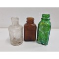 3 x Small Vintage Bottles - Height - +- 7cm each