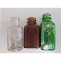 3 x Small Vintage Bottles - Height - +- 7cm each