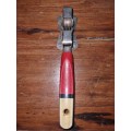 Vintage Knife Sharpener with Red Wooden Handle