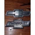 2 x Vintage Metal Chevrolet Car Badges - 6.5cm x 2cm each