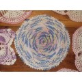 9 x Vintage Colorful Crochet Doilies