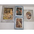 4 x Vintage pictures in metal frames - Beautiful!!