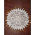 Beautiful Vintage Doily with Beaded detail - Diameter - 21cm