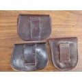 3 x Vintage Leather Ammo pouches