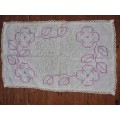 Vintage Embroidered Tea Tray Cloth - 43cm x 25cm