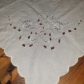 Beautiful Vintage Embroidered Small Tablecloth - 67cm x 67cm