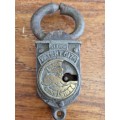 Large Vintage 2 Lever Lock - No Key - Some Damage - See photos
