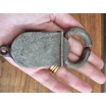 Large Vintage 2 Lever Lock - No Key - Some Damage - See photos