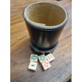 Vintage Leather Dice Cup with 5 Dice - BOAC - Made in England