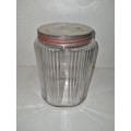 Large Vintage Glass Container with metal lid - Height - 20cm