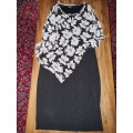 Black Dress with floral chiffon cover - Size 14