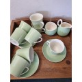 Light Green Constantia Porcelain set - 8 Cups and Saucers, sugar Bowl and Milk Jug