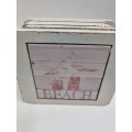 4 x Coasters in box - Beach themed - Tile coasters in wooden frame