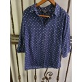 Navy Dotted 100% Cotton Shirt - Size L