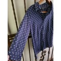 Navy Dotted 100% Cotton Shirt - Size L