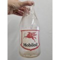 Vintage Mobiloil Glass Bottle - One Imp Quart