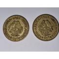 2 x 1961 1/2c coins