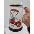 Vintage beer mug with vintage car detail