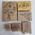 6 x Rubber stamps with flower detail