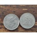 2 x 5c coins - 1983 & 1985