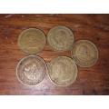 5 x 1/2c coins - 1961 and 1962