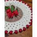 Beautiful Vintage Milk Jug Doily with Beaded detail - Diameter - 13cm