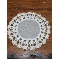 Small Vintage Doily with Beaded detail - Diameter - 16cm
