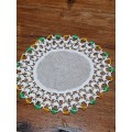 Small Vintage Doily with Beaded detail - Diameter - 17cm