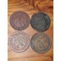 4 x Vintage Coins - SA 1/4D
