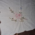 Large Vintage Embroidered Tablecloth - 1.5m x 1.5m - Small tear - see last picture