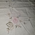 Large Vintage Embroidered Tablecloth - 1.5m x 1.5m - Small tear - see last picture