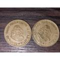 2 x SA 1/2c coins - 1963