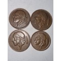 4 coins - 3 x 50 centimes, 1 x 20 centimes - 1953 - 1958