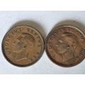 2 x 1948 1D coin