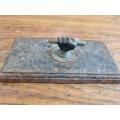 Antique Cast Iron Paper Weight with Brass Fist / Brass Hand detail