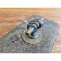 Antique Cast Iron Paper Weight with Brass Fist / Brass Hand detail