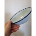 Light Blue Vintage Enamel Dish with dark blue trim