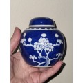 Blue and White Oriental Ginger Jar with lid