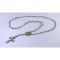 Vintage Chunky Russian Sterling Silver Rosary with Antique Crucifix. Hallmarked 84.