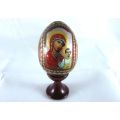 SALE!Traditional Russian Faberge Style EASTER Egg with Icon of Mother Mary with Child Jesus.