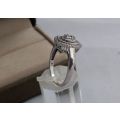 Beautiful 9 Carat White Gold Vintage Cluster Ring with Natural Diamonds. Certified.