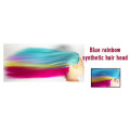 Lilac rainbow practice mannequin head, Synthetic heat resistant hair