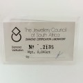 Natural Diamond 0.041ct Jewellery Council Certificate