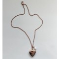 Rose Gold Heart Locket with Pearl Necklace #O0061