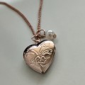 Rose Gold Heart Locket with Pearl Necklace #O0061