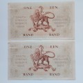 UNC Set of R1 Notes in Sequence MH de Kock (paperclip dent) #N0022