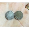 England Queen Victoria sterling silver 1873(die mark93) and 1883 sixpence.